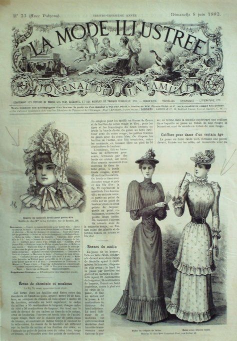 Journal Mode illustrée 1892 # 23 Robes en crépon & blouse russe