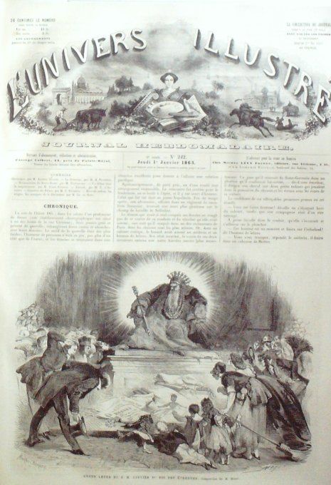 L'Univers illustré 1863 # 242 Egypte Karnak Djizeh Christmas Masques 