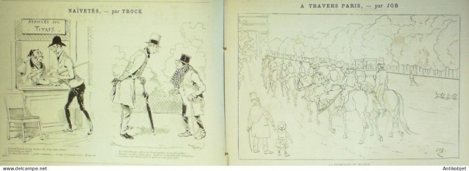 La Caricature 1886 n°335 Croquis militaires Caran d'Ache Amiral Aube par Luque  Draner Trock