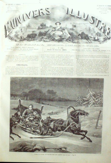 L'Univers illustré 1863 # 244 Mexique Moines & prêtres Manchester crise cotoninère Calabrais