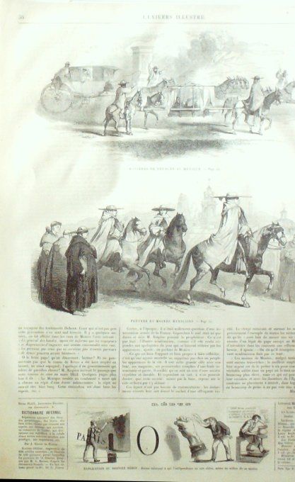 L'Univers illustré 1863 # 244 Mexique Moines & prêtres Manchester crise cotoninère Calabrais