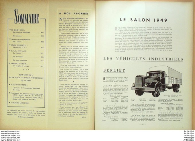 Revue Technique Automobile Peugeot DMA Autocars Benne basculantes 43#1949