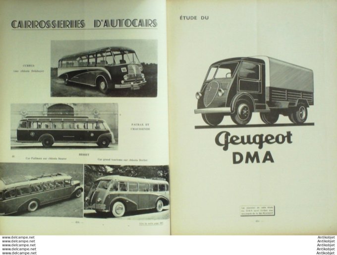 Revue Technique Automobile Peugeot DMA Autocars Benne basculantes 43#1949