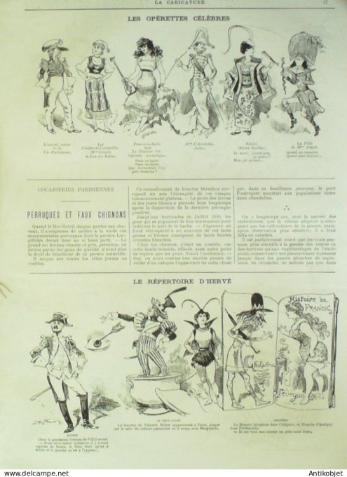 La Caricature 1883 n°161 L'Opérette Barret Robida Divas Princes Dieux Héros