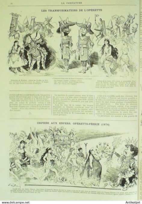 La Caricature 1883 n°161 L'Opérette Barret Robida Divas Princes Dieux Héros