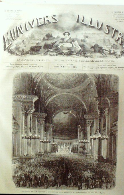 L'Univers illustré 1863 # 249 Rome carnaval Usa Panama Colon Mexique Tampico une Posada