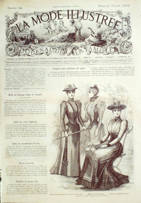 Journal Mode illustrée 1892 # 24 Robes mousseline & lainage