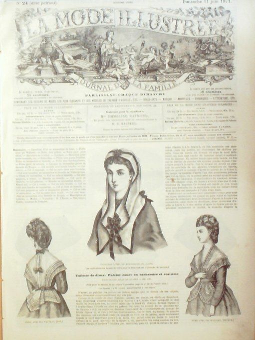 Journal Mode illustrée 1871 # 24 Fichu avec mantelet & pli Watteau