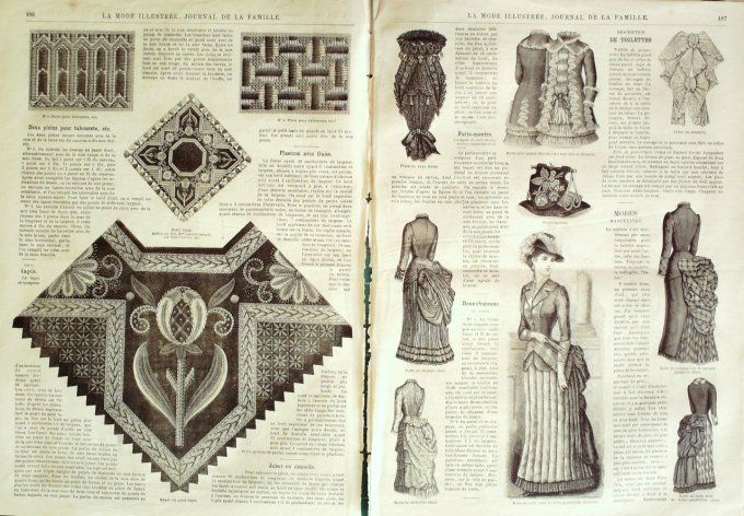 Journal Mode illustrée 1883 # 24 Robes lainage & en foulard