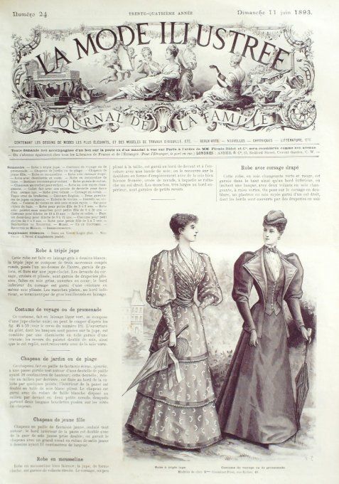 Journal Mode illustrée 1893 # 24 Costume de voyage