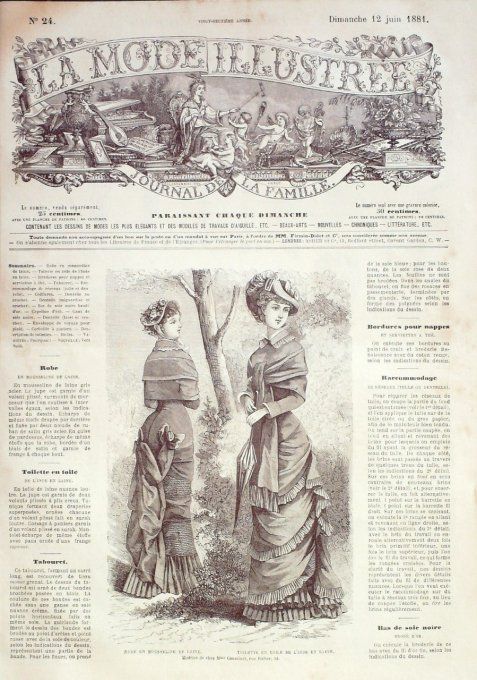 Journal Mode illustrée 1881 # 24 Robe mousseline & toilette 