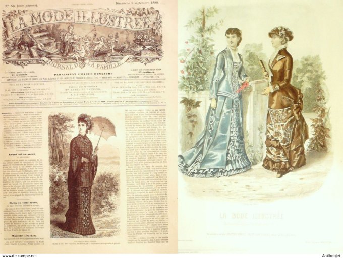 La Mode illustrée journal + gravure associée 1880 #  36