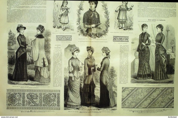 La Mode illustrée journal + gravure associée 1880 #  36