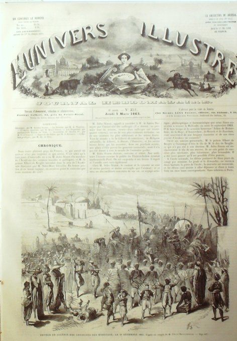 L'Univers illustré 1863 # 251 Wight Charles 1er Dieppe (76) pêcheurs Algérie caravane de Hameyane 