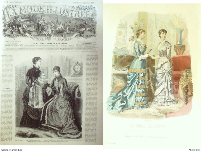 La Mode illustrée journal + gravure associée 1881 #  1