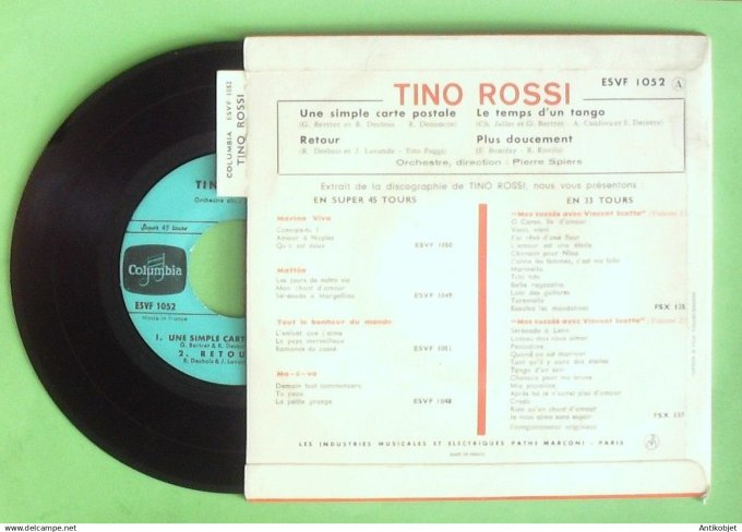 Rossi Tino 45T EP Une simple carte postale (languette)1960