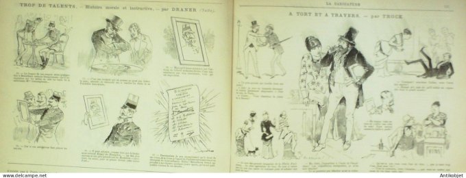 La Caricature 1884 n°225 Trop de talents Draner Macédoine Trock