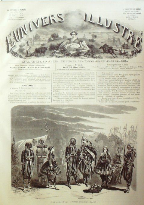 L'Univers illustré 1863 # 254 Acapulco ,Traité de commerce Armée Indigène d'Afrique  