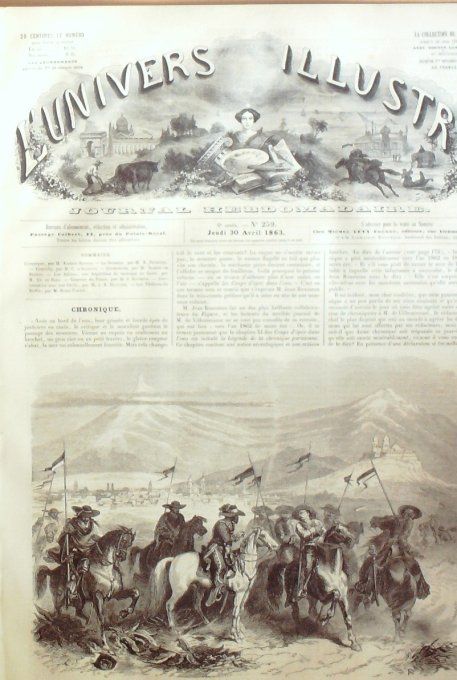 L'Univers illustré 1863 # 259 Mexique Puebla Berlin Théâtre Chantilly (60) Egypte Caire Musicos