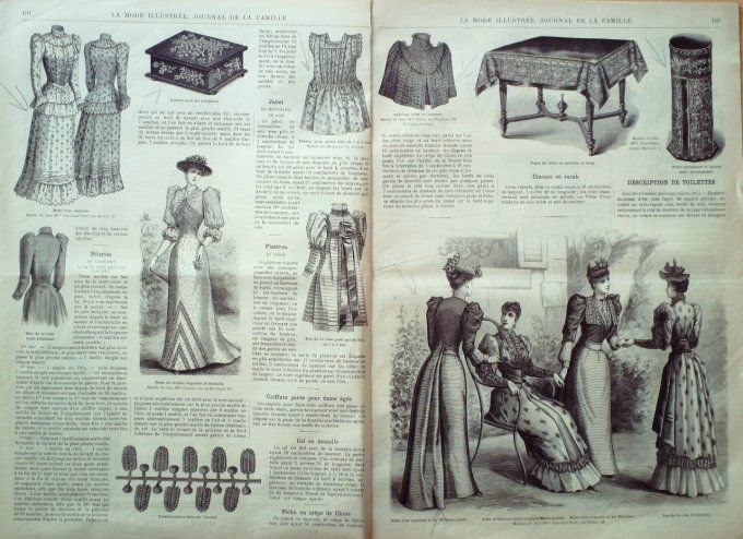 Journal Mode illustrée 1892 # 25 Costume de voyage & robe corselet