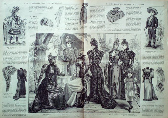 Journal Mode illustrée 1892 # 25 Costume de voyage & robe corselet