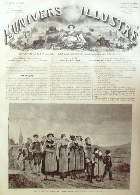 L'Univers illustré 1863 # 261 Strasboluorg chorale Luther (67) Espagne Bilbao Bavière rogations