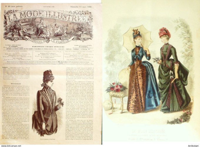 La Mode illustrée journal + gravure associée 1886 # 11