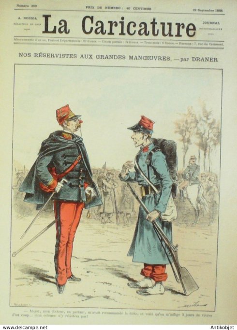 La Caricature 1885 n°299 Réservistes en manoeuvres Draner Gino Robida Job