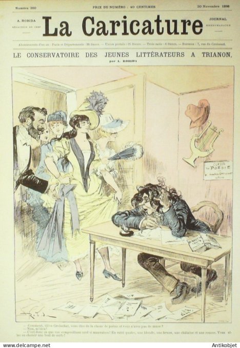 La Caricature 1886 n°360 Littérateurs à Trianon Robida Job L'esprit Fox