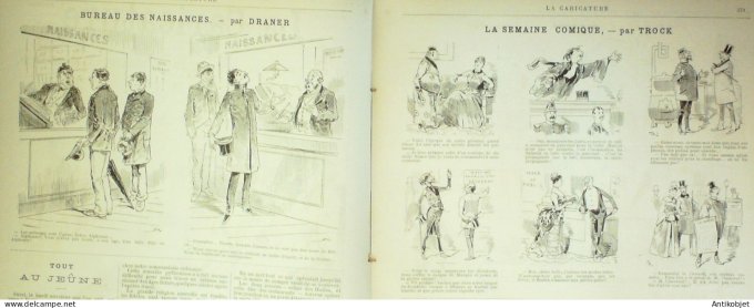 La Caricature 1886 n°360 Littérateurs à Trianon Robida Job L'esprit Fox