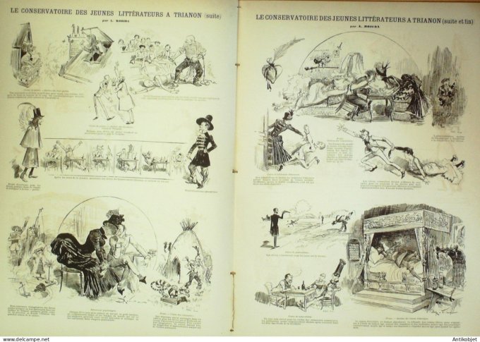 La Caricature 1886 n°360 Littérateurs à Trianon Robida Job L'esprit Fox