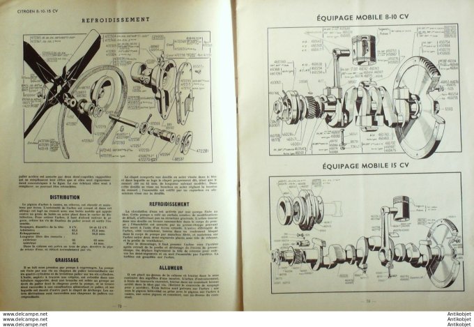 Revue Technique Automobile Dodge 6x6 Citroën 8-10-15cv 1950