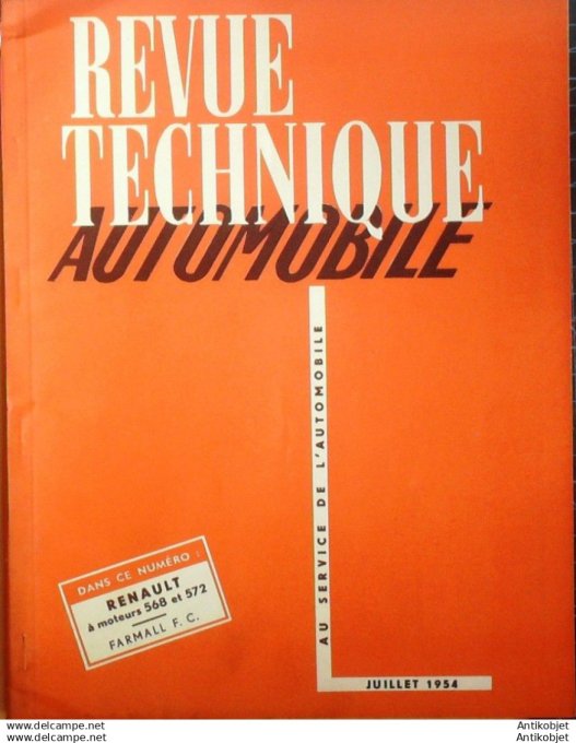 Revue Technique Automobile Renault moteurs 568-572 Tracteur Farmall type FC 99#1954