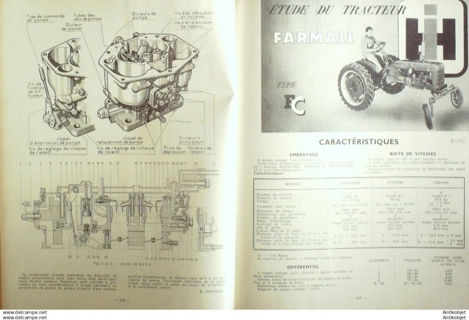 Revue Technique Automobile Renault moteurs 568-572 Tracteur Farmall type FC 99#1954