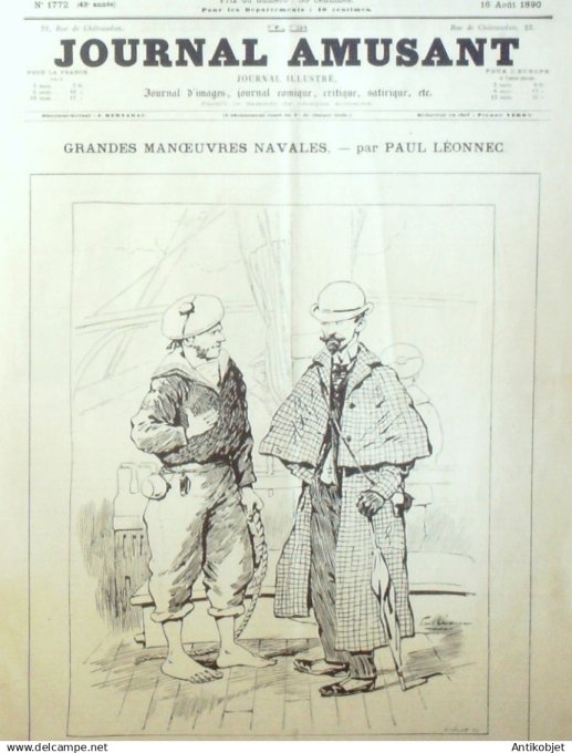 Le Journal Amusant 1890 n°1772 Bons cochers Manoeuvres navales notes vagabondes