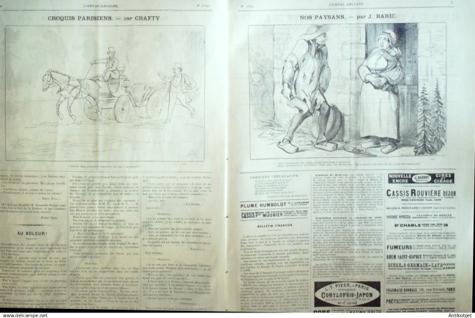 Le Journal Amusant 1890 n°1772 Bons cochers Manoeuvres navales notes vagabondes