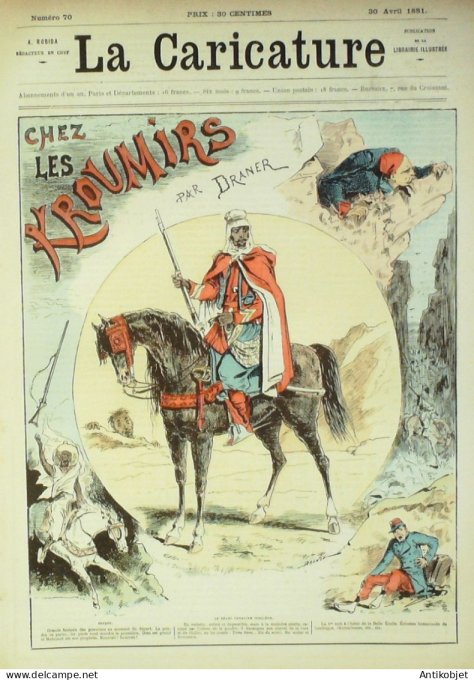 La Caricature 1881 n°  70 Chez les Kroumirs Draner Champs-Elysées Bach