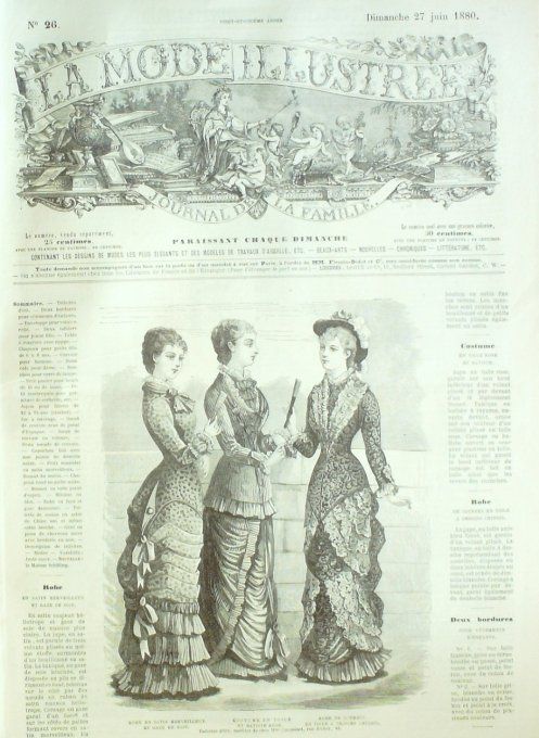 Journal Mode illustrée 1880 # 26 Robes en satin &costume toile