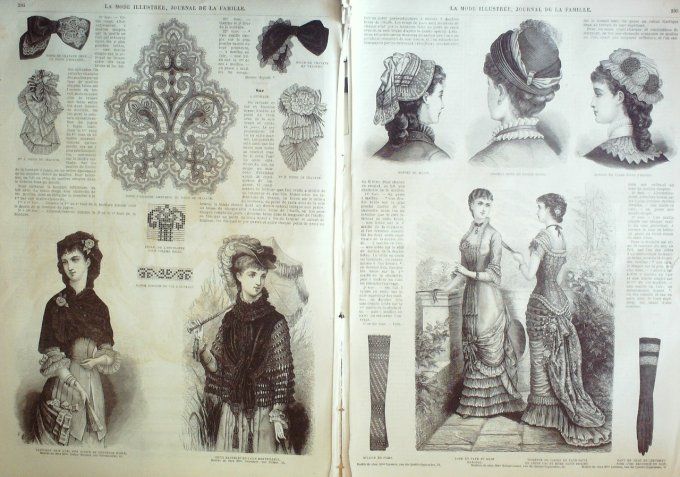 Journal Mode illustrée 1880 # 26 Robes en satin &costume toile