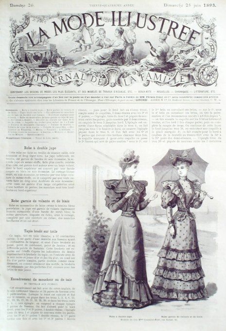 Journal Mode illustrée 1893 # 26 Robe à volants & jupe