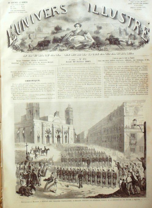 L'Univers illustré 1863 # 272 Mexico Belgique Laerken Léopold II Tititn Italie Etna Guenersey St-Pie