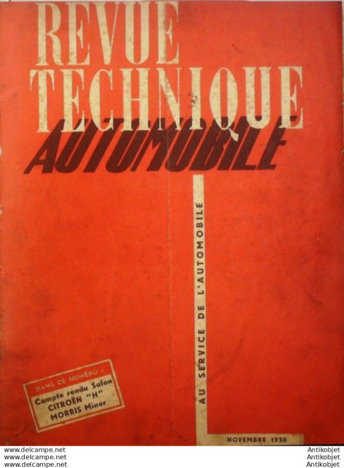 Revue Technique Automobile Citroën Type H Morris Minor Ford Vedette 1950