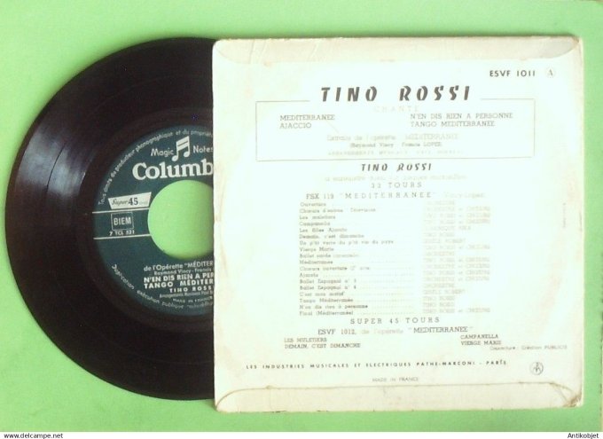 Rossi Tino 45T EP Ajaccio 1956