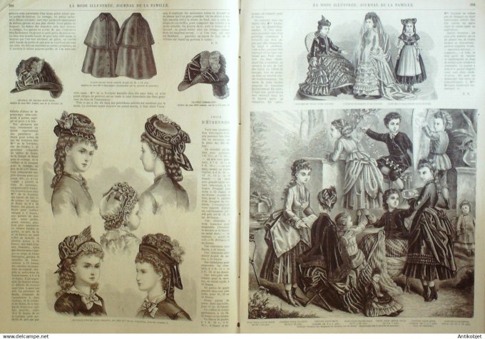 La Mode illustrée journal + gravure associée 1874 # 49