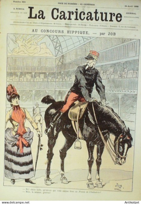 La Caricature 1886 n°330 Concours hippique Job Sorel Feuillet par Luque Mary roman Robida