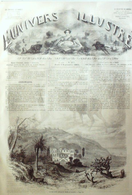 L'Univers illustré 1863 # 277 Alger Egypte Napoléon Gare du Nord Autriche souverains 