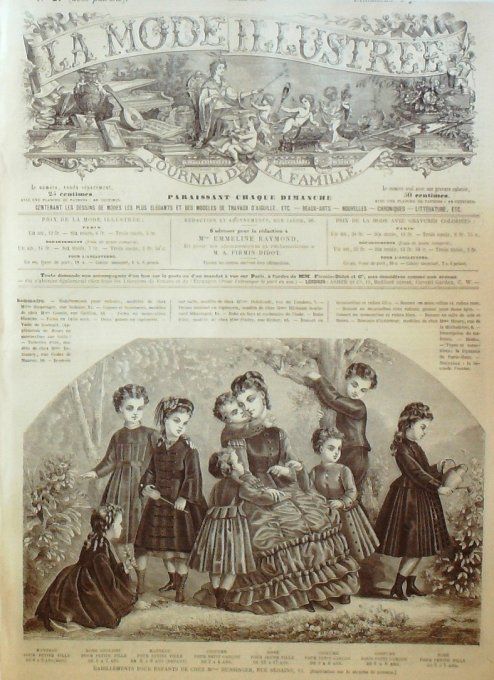 Journal Mode illustrée 1875 # 27 Manteau & costumes fillettes