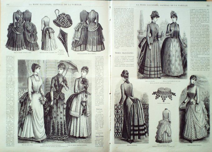 Journal Mode illustrée 1885 # 27 Robes en soie et lainage