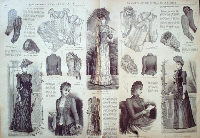 Journal Mode illustrée 1890 # 27 Veste Figaro & robe en crépon