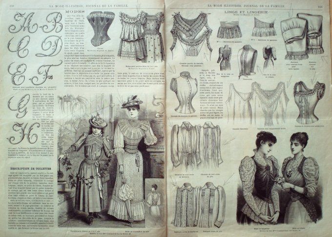 Journal Mode illustrée 1892 # 27 Manteau de voyage & Mati,née mousseline